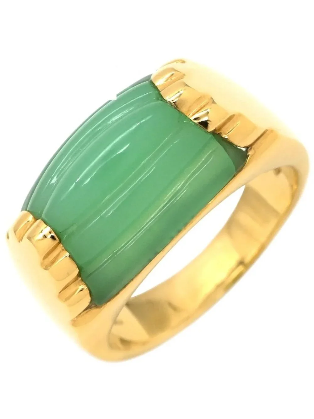 Bvlgari Ring Tronchette Green Gold YG 18k Chalcedony